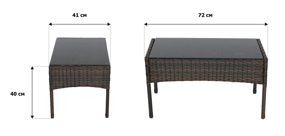 Набор мебели Garden Story Доминика 1 уп. (стол+2кресла+диван ротанг темно-коричневый, подушки серая)