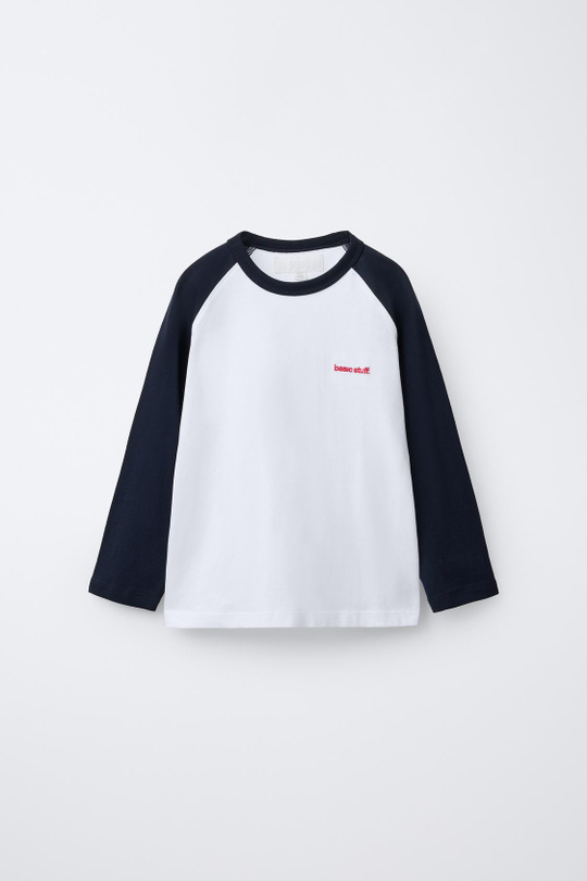 ZARA ФУТБОЛКА РУКАВА РЕГЛАН С ВЫШИВКОЙ, БЕЛЫЙ