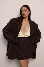 Юбка мини шоколад в полоску