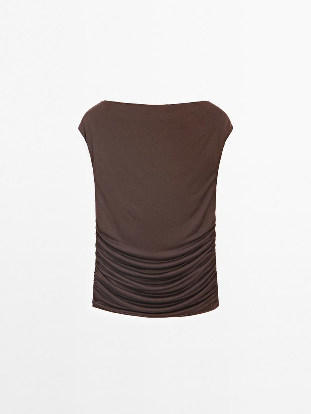 Massimo Dutti Топ с драпировкой, бордо