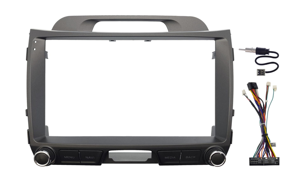 Комплект рамки с разъёмами 9" Kia Sportage 3 2010-2016 кнопки-крутилки(без усилителя) - Car-Smart 7071K