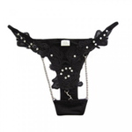 Стринги с ажурными деталями и стразами (черные)