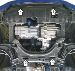 Защита картера Двигателя, КПП. 2 мм, Сталь. для Honda Fit 2002-2008, Honda Jazz 2002-2008 MOTODOR.00814