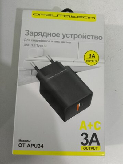 Сетевое зарядное устройство USB+USB-C Орбита OT-APU34 3.0A PD черное