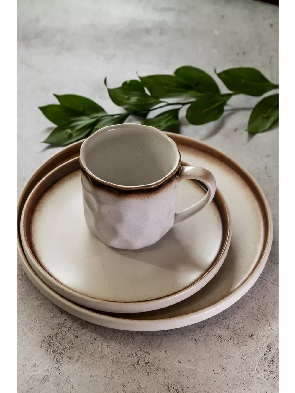 Набор посуды столовой: кружка, тарелка 26,3 см. Белый песок