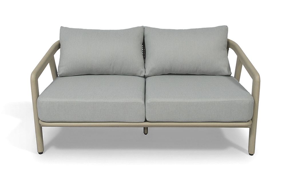 "Брюссель" диван двухместный из искусственного ротанга, цвет серый, каркас под дерево (холодно-бежевый)