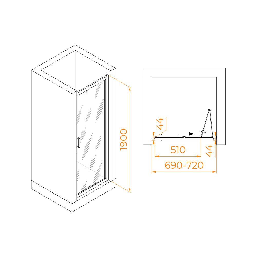 Душевая дверь складная «Книжка» в нишу RGW PA-21B (700)