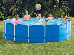 Каркасный бассейн Intex Metal Frame 457x122 см + фильтр-насос 3785 л/ч, лестница, тент, подстилка (28242)