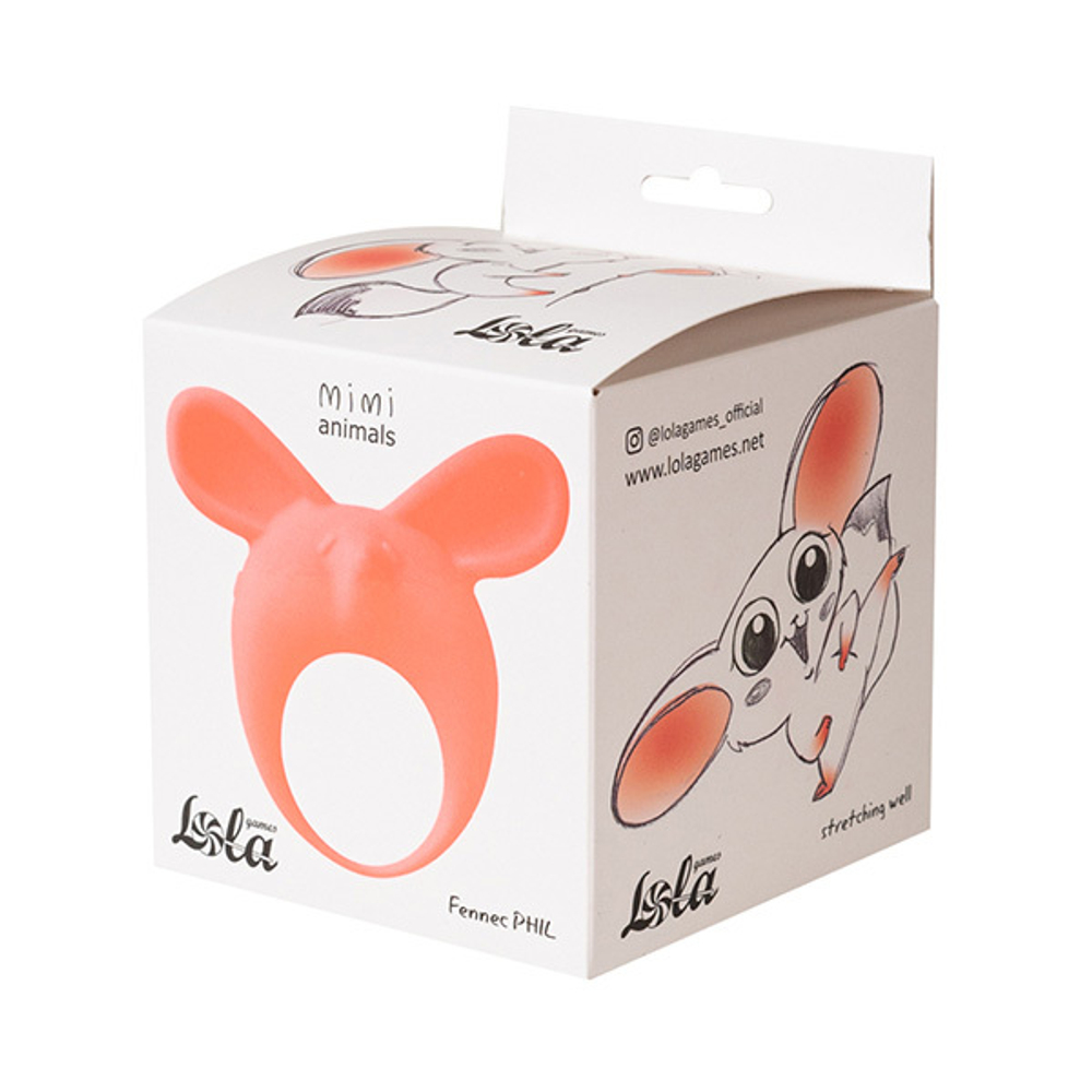 Оранжевое эрекционное кольцо 3,5см с вибрацией Lola Games Mimi Animals Fennec Phil Orange 7000-24lola