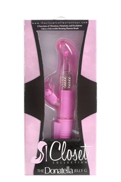 Розовый вибромассажёр для стимуляции G-точки и клитора THE DONATELLA JELLY G (Цвет: розовый)