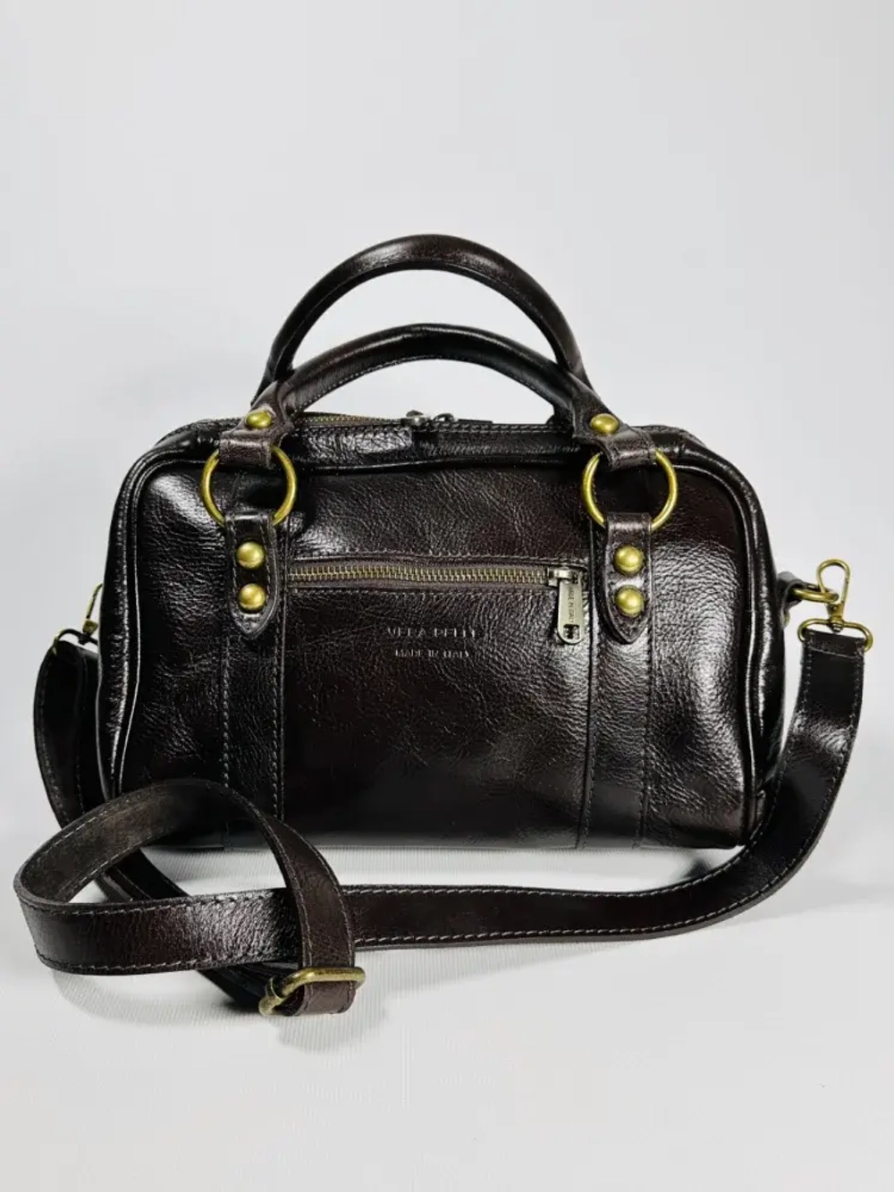 Женская сумка-саквояж из натуральной кожи vitello tamponato