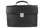 LOUIS VUITTON Leather Handbag Briefcase Regular Women"s Black