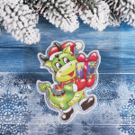 Наклейка на стекло «Зимний Дракоша» 15*20 см