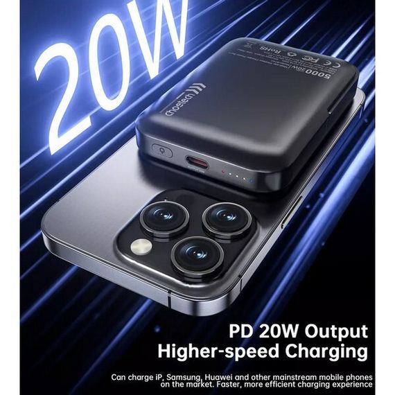 Внешний аккумулятор Choetech B742 Magnetic Powerbank 5000mAh 20W PD (B742-BK) Black