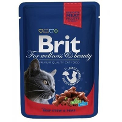 Brit Premium Пауч для кошек "Говядина и горошек", 85гр