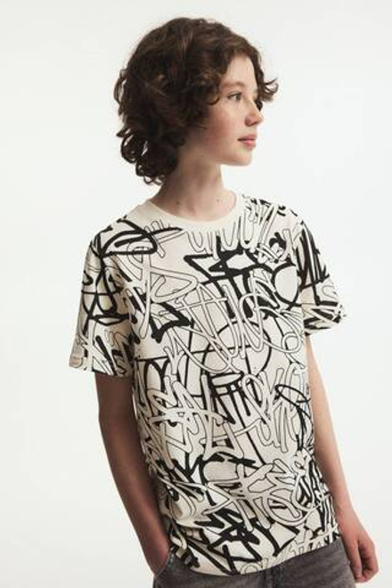 H&M Футболка из хлопка с принтом, белый