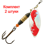 Блесна для рыбалки AQUA LONG 04,0g, лепесток № 1, цвет LO-20 (серебро, желтый, черный), 2 штуки в комплекте