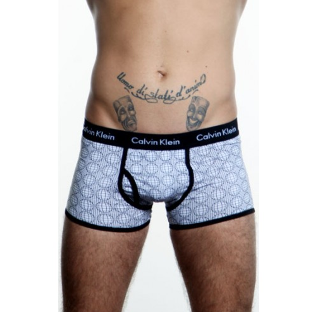 Мужские трусы хипсы белые c черной окантовкой Calvin Klein 365 Black Black Sphere