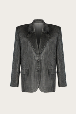 ЖАКЕТ ИЗ СЕРОГО БАРХАТА С ЛЮРЕКСНОЙ НИТЬЮ