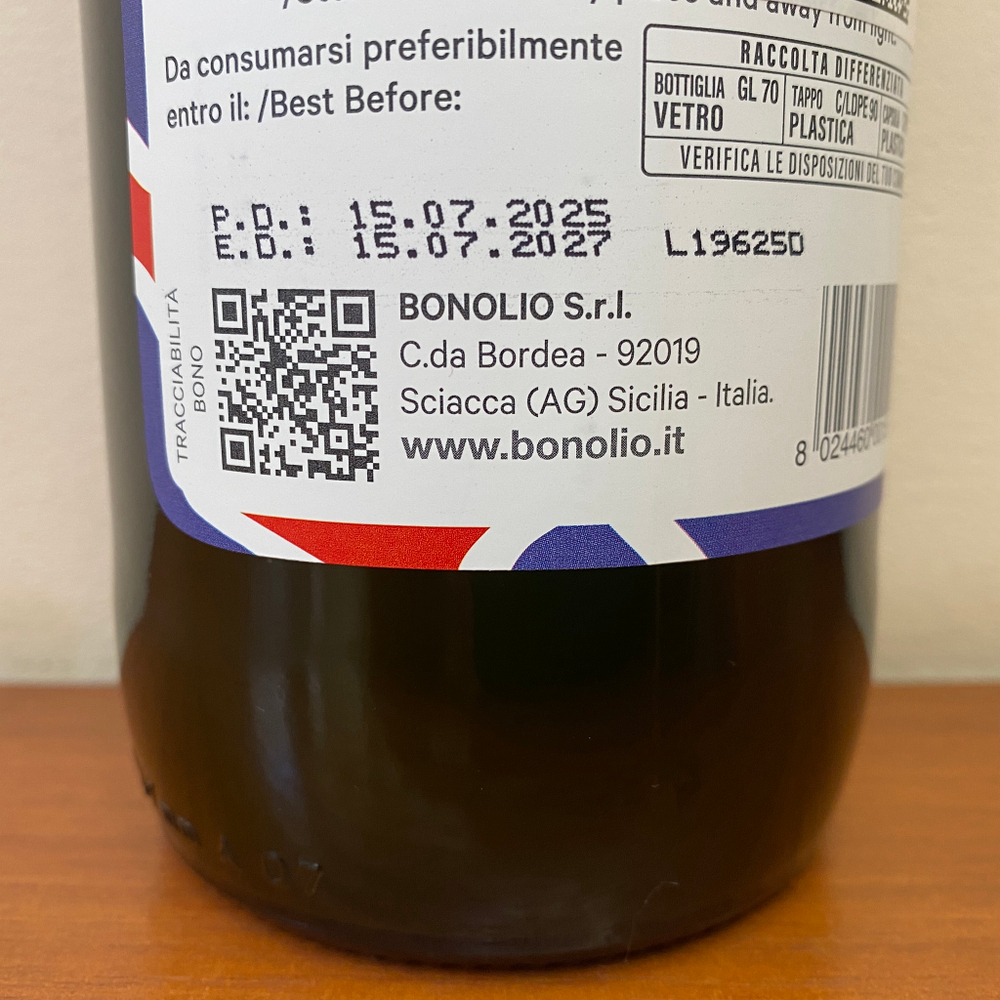 Оливковое масло нефильтрованное BONO 1л, Италия, Сицилия