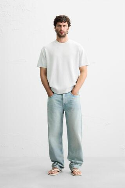 ZARA ФУТБОЛКА ИЗ ТРИКОТАЖА, СЕРЫЙ МЕЛАНЖ