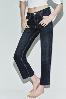 ZARA ДЖИНСЫ TRF CROPPED FLARE С ВЫСОКОЙ ПОСАДКОЙ, МОРСКОЙ СИНИЙ