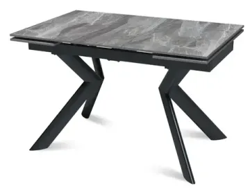 Стол "БРИДЖ" 120-180, керамика Itallian Light Grey глянц., опоры черный муар