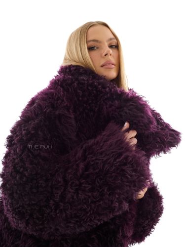 Бордовая шуба из овчины калган