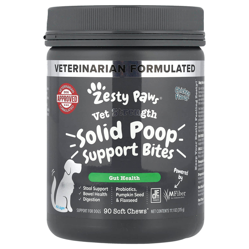 Zesty Paws, Vet Strength, для поддержки укусов, для собак, для всех возрастов, курица, 90 жевательных таблеток, 315 г (11,1 унции)