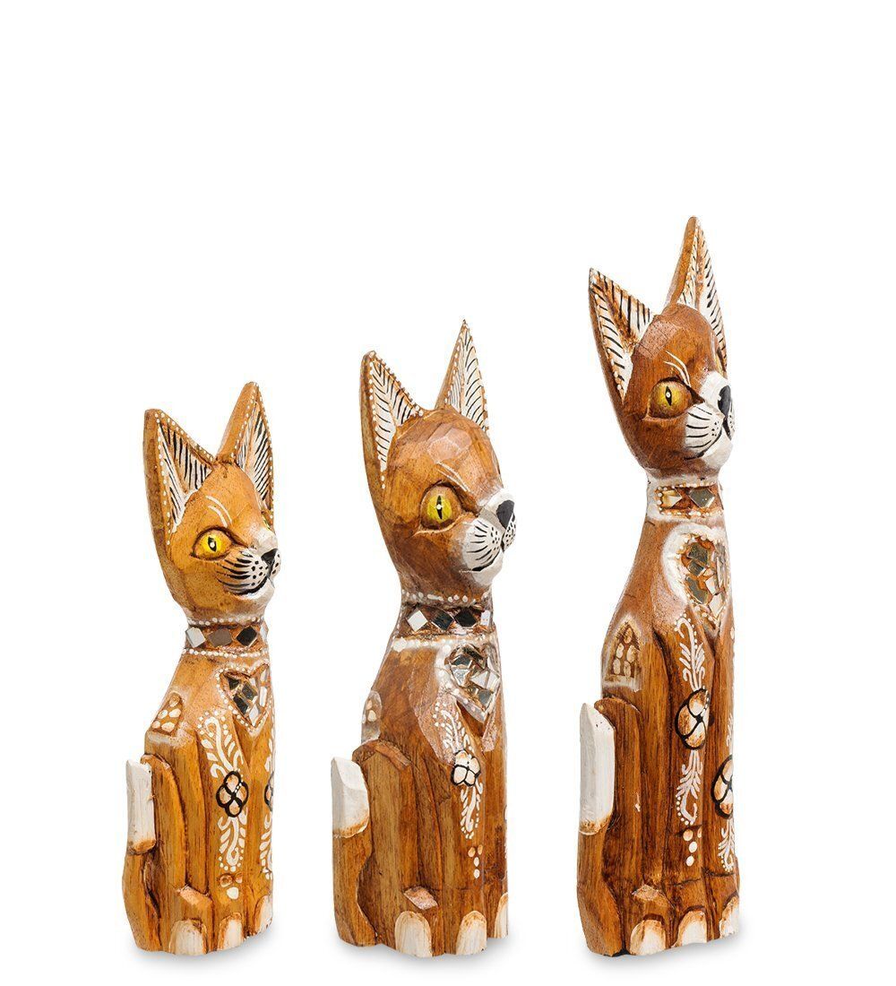 Decor and Gift 99-136 Фигурка «Кошка» н-р из трех 30,25,20 см (албезия, о.Бали)