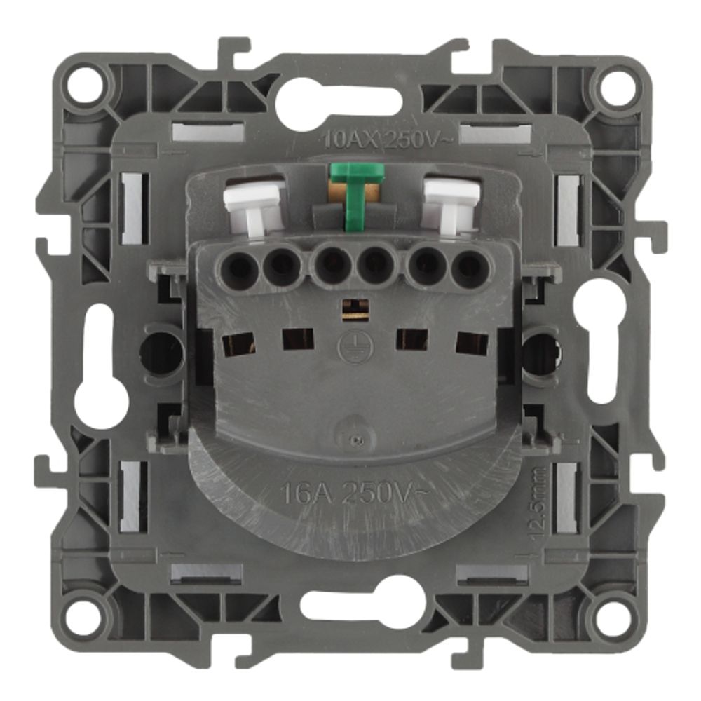 12-2001-06 ЭРА Розетка 2P+E Schuko, 16A-250В, IP20, без м.лапок, Эра12, чёрный | Эра 12 Черный