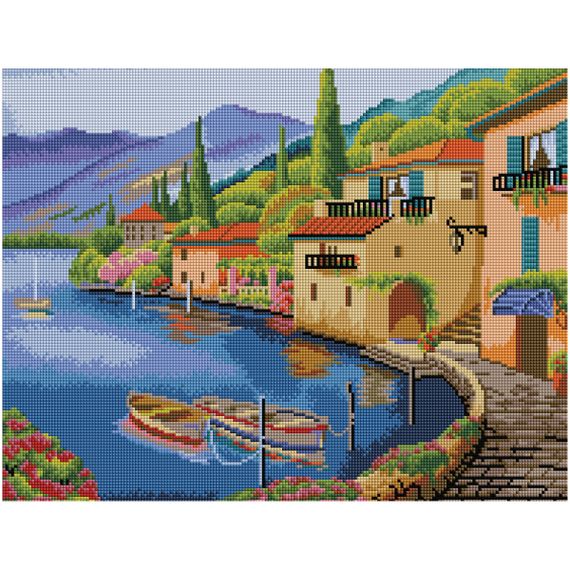 Almaz qaşlarla mozaika \ Алмазная мозаика \ Diamond painting Алмазная мозаика ТРИ СОВЫ "Город у моря", 40*50см, холст на деревянном подрамнике, картонная коробка