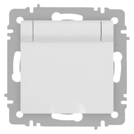 Розетка Intro Accent 6-203-01М 2P+E Schuko с крышкой 16А-250В IP20 СУ AL/CU белый матовый