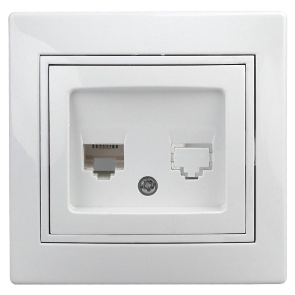 Розетка Intro Plano 1-302-01 телефонная RJ11, IP20, СУ, белый