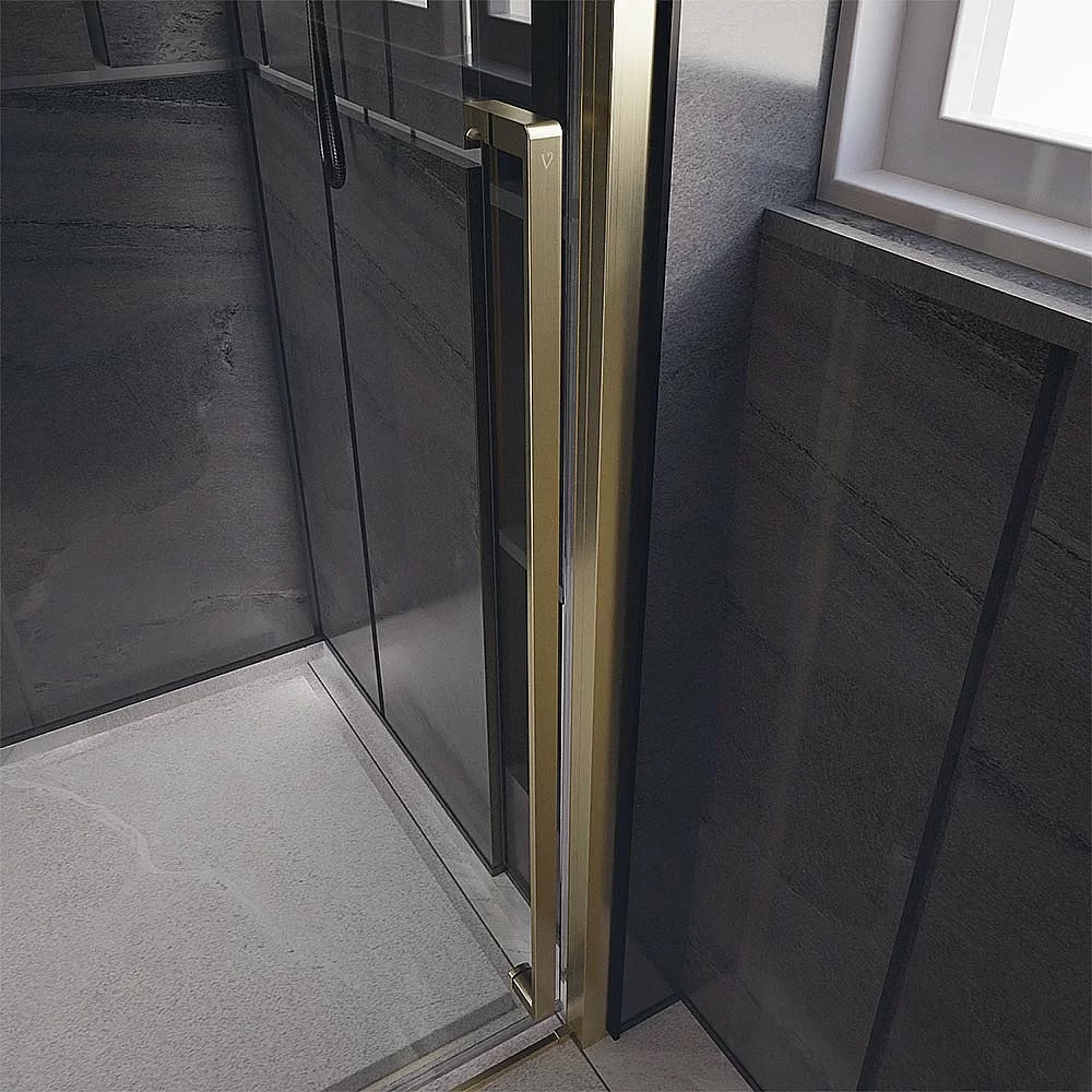 Душевая дверь Veconi Premium Trento PTD30-G-150-01-C4 прозрачная/профиль Брашированное золото брашированное