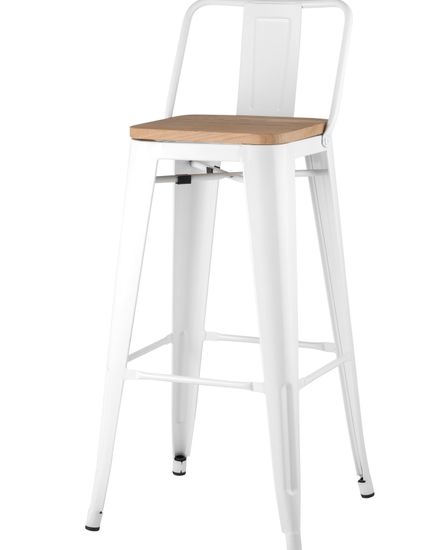 Tolix WOOD со спинкой белый глянцевый