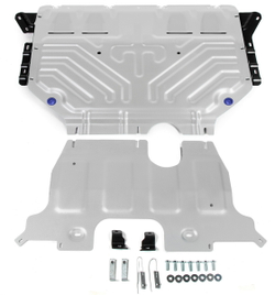 Защита картера и КПП Rival для Volkswagen Teramont (V - 2.0; 3.6) 2017-2020 2021-н.в., штампованная, алюминий 3 мм, с крепежом, 2 части, 333.5861.2