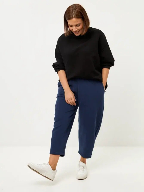 Брюки утепленные бананы с начёсом классические индиго