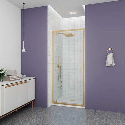 Душевая дверь Veconi Ottimo P30 G, 700x1900, золото брашинг, стекло прозрачное