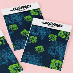 Ткань ниагара зелёные листья цветы