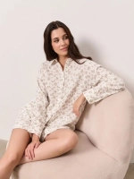 Костюм - пижама с шортами из муслина домашний оверсайз