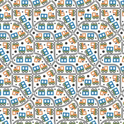 Купить детскую ткань с веселыми паровозиками. Принт Яркие поезда. Buy baby fabric with trains.