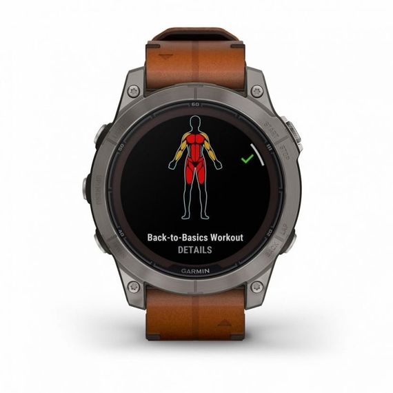 Garmin Fenix 7 Pro Sapphire Solar – титан, кожаный ремешок, премиальные умные часы