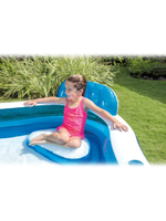 Бассейн надувной Intex 56475 Swim Center Family Lounge 229х229х66 см / Квадратный бассейн Интекс с сиденьями и спинками для дачи и отдыха
