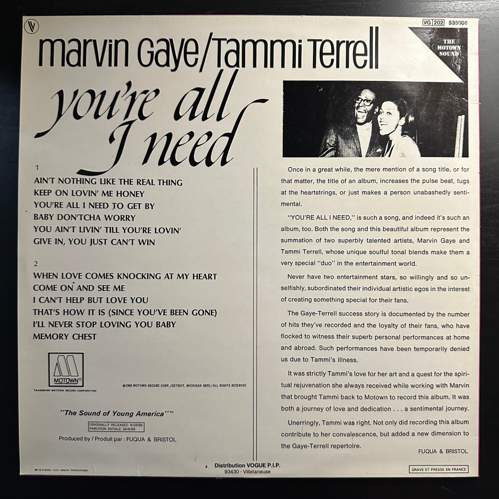 Marvin Gaye / Tammi Terrell ‎– You're All I Need (Франция 1981г.)