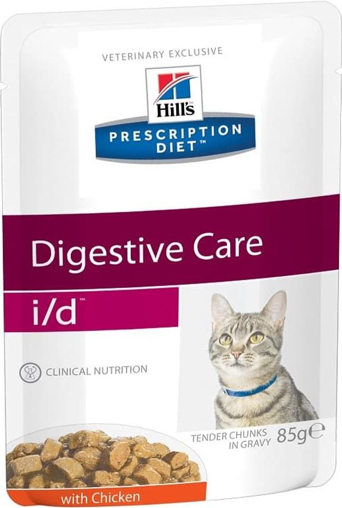 Влажный диетический корм Hill's PD i/d Digestive Care для кошек с курицей, Пауч 85г УЦЕНКА