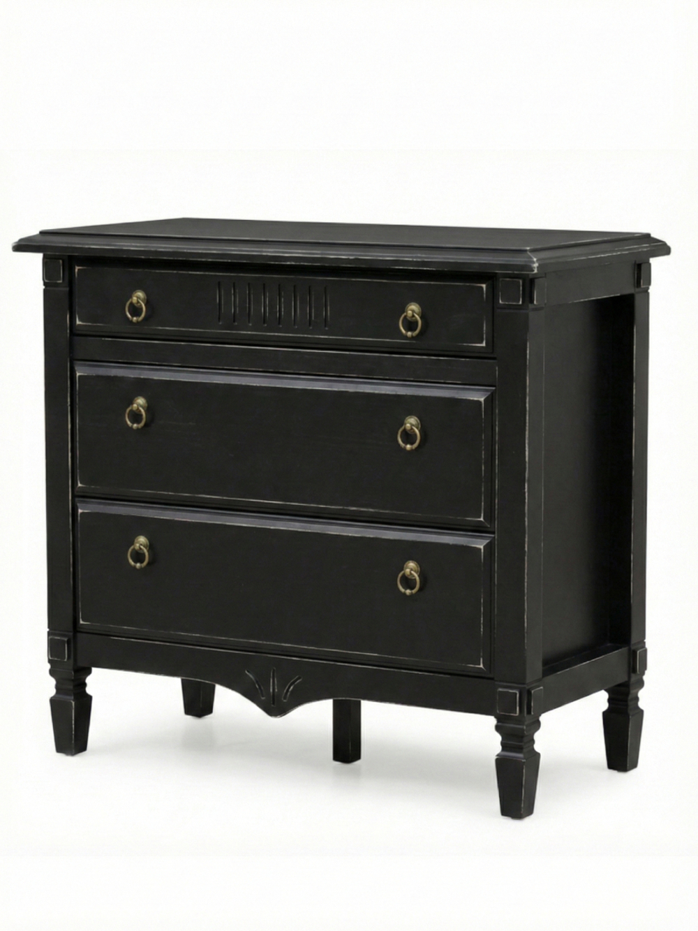 Комод 110х50х94, Джоли, с ящиками для одежды, в спальню, прихожую, гостиную, массив березы, черный, Makosa