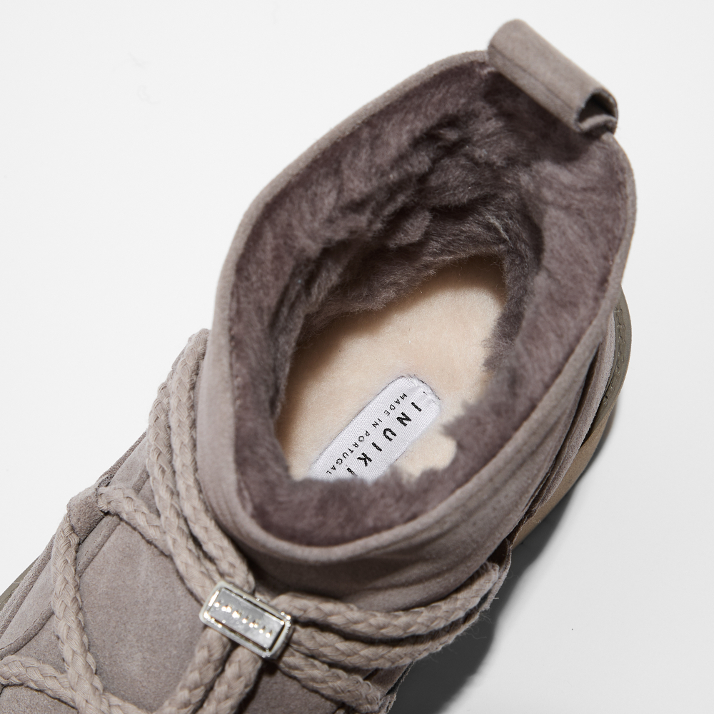 Замшевые полусапоги INUIKII 75204-004 Sneaker Classic Low Platform Grey на меху