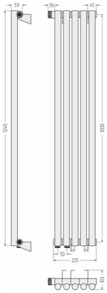 Сунержа Эстет-1 EU50 левый 1200х225 5 секций