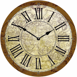 деревянные часы из МДФ Старая карта Мира mdclr032 d420 (-)